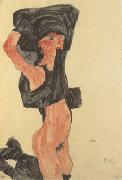 Egon Schiele Kneeling Girl,Disrobing (mk12) oil